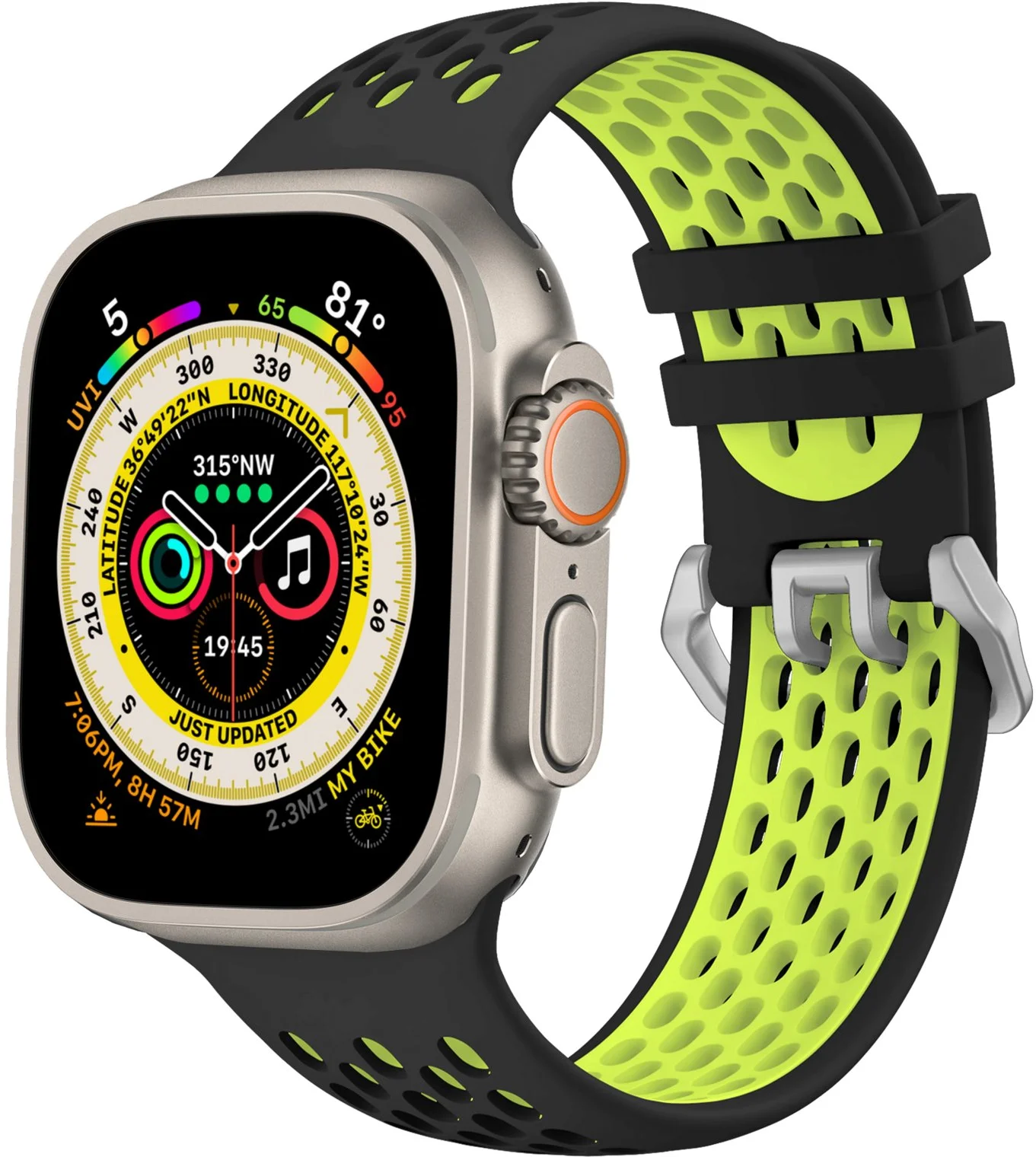Cubenest Sportovní řemínek na Apple Watch Sport Band BLACK with Yellow(42-49mm)