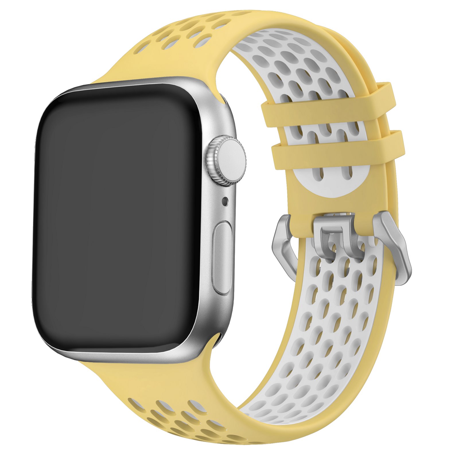 Cubenest Sportovní řemínek na Apple Watch Sport Band YELLOW with White(42-49mm)