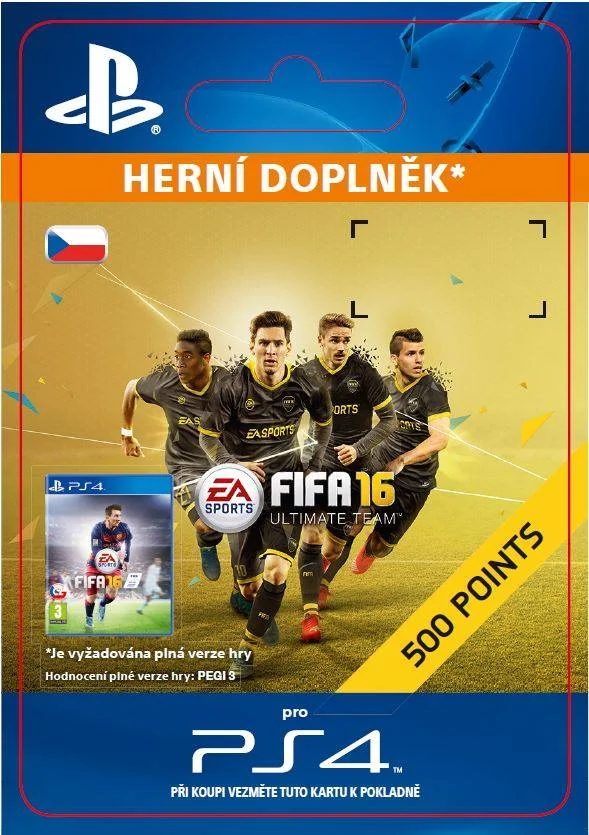 CZ PS4 - 500 FIFA 16 Points elektronická licence