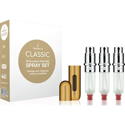 Darčeková súprava Travalo Classic HD Gold (plniteľný rozprašovač parfumu 3 x 5 ml)