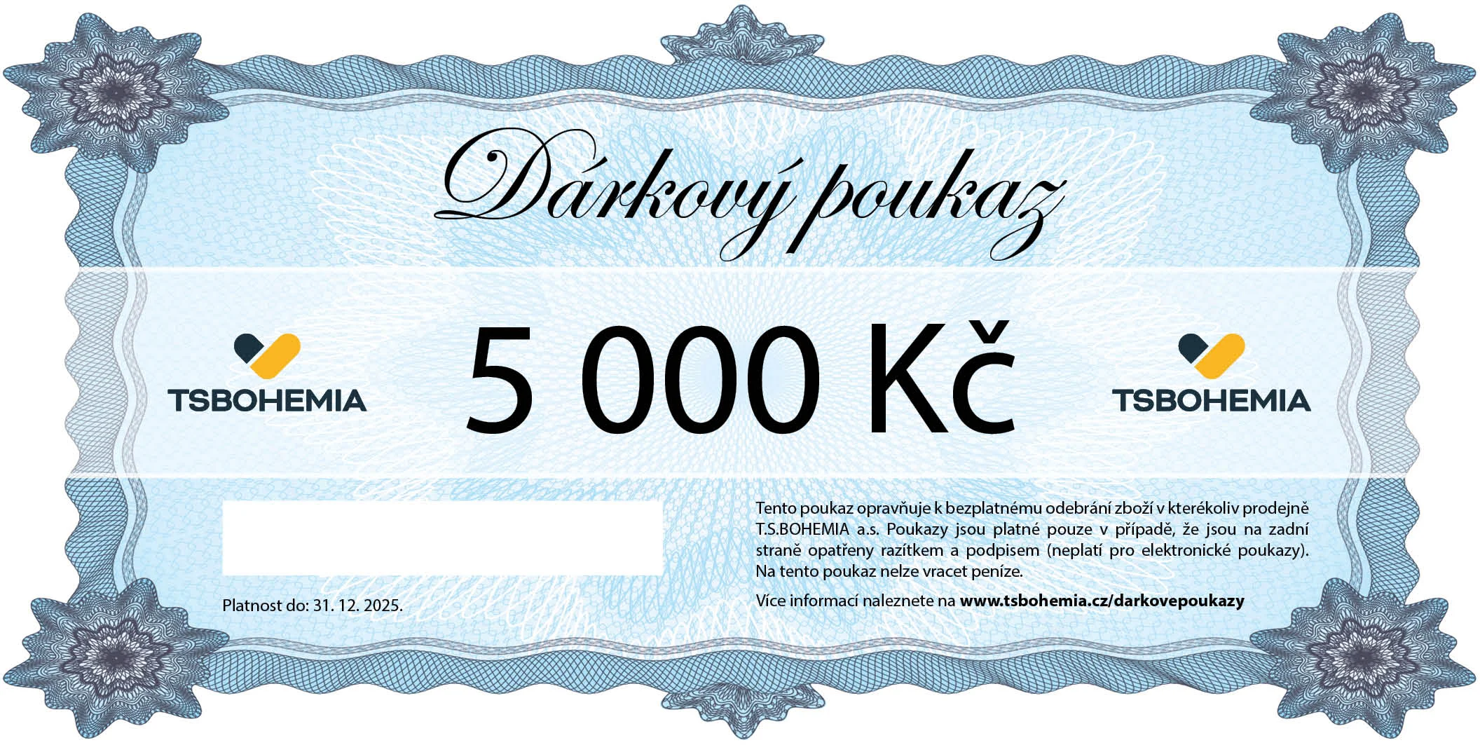 Darčekový poukaz T.S.BOHEMIA 5000 CZK