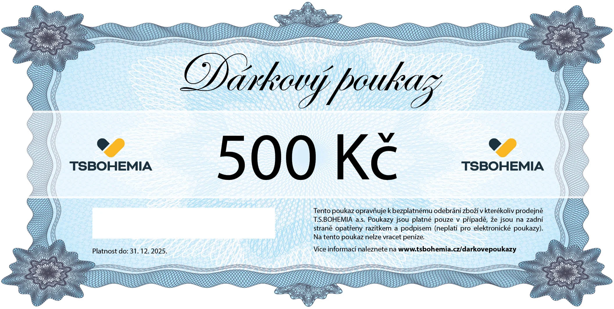 Darčekový poukaz TSBOHEMIA 500 Euro TSB0500