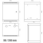 DATACOM 10" nástenná skrinka 9U/280 mm (plech) sivá