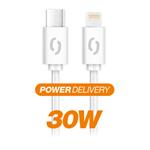Dátový kábel ALIGATOR POWER 30W, USB-C/Lightning 3A, 2,5 m biely