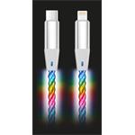 Dátový kábel ALIGATOR POWER 3A 30W, USB-C/Lightning, 1,2 m svetelný