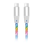 Datový kabel ALIGATOR POWER 3A 65W, USB-C/USB-C, 1,2m svítící
