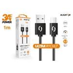 Dátový kábel ALIGATOR POWER 3A, USB-C , 1m čierny DATKP43