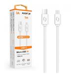 Dátový kábel ALIGATOR POWER 3A, USB-C/micro USB 1m biely DATKP42