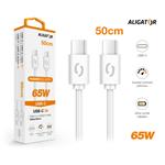 Datový kabel ALIGATOR POWER 65W, USB-C/USB-C 3A, 0,5m bílý