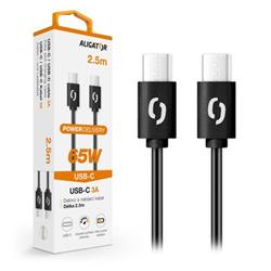 Datový kabel ALIGATOR POWER 65W, USB-C/USB-C 3A, 2,5m černý