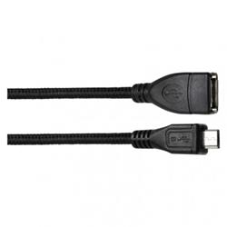 Dátový kábel OTG USB-A 2.0 / microUSB 2.0 s funkciou redukcie, 15 cm, čierny