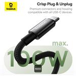 Dátový magnetický kábel Baseus Tungsten Gold USB-C/USB-C 1m 100W Black