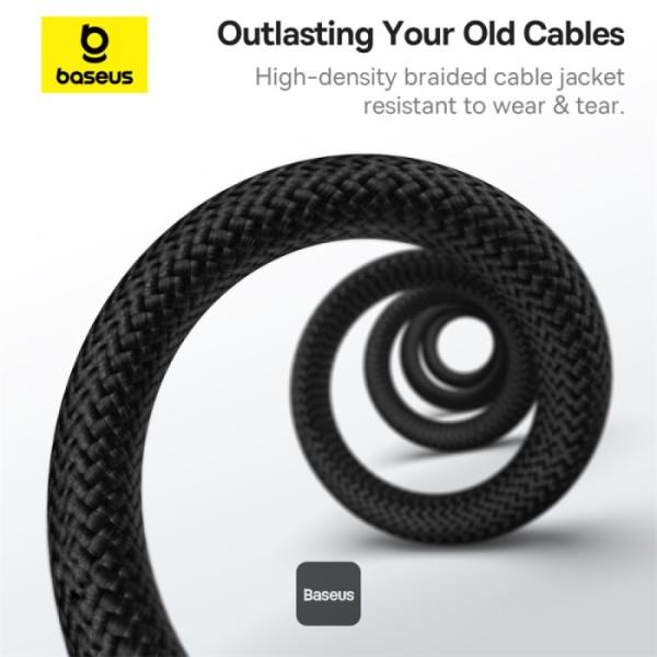Datový magnetický kabel Baseus Tungsten Gold USB-C/USB-C 1m 100W černý