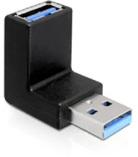 DeLock adaptér USB 3.0 samec - USB 3.0 samica pod uholom 90° vertikálne 65339