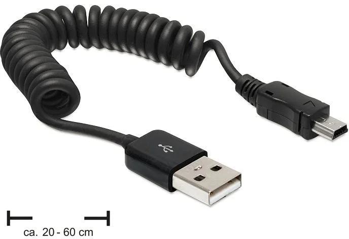 Delock kábel USB 2.0 A samec > USB mini samec, krútený kábel