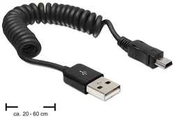 Delock kábel USB 2.0 A samec > USB mini samec, krútený kábel