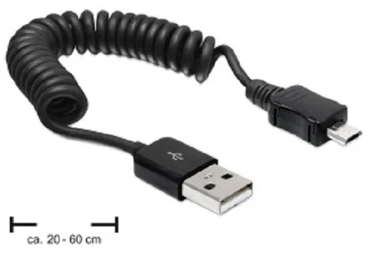 Delock kabel USB 2.0 samec > USB microUSB samec, kroucený kabel