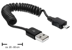 Delock kábel USB 2.0 samec > USB microUSB samec, krútený kábel