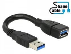 Delock kábel USB 3.0 A samec > USB 3.0 A samica ShapeCable 0.15 m 83713