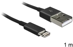 Delock USB datový a napájecí kabel pro iPhone 5, Lightning, černý, 1m (83422)