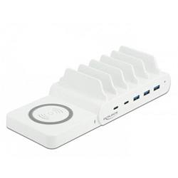 Delock USB nabíječka a bezdrátová nabíječka 2 xUSB-C PD a 3xUSB-A na 110 W
