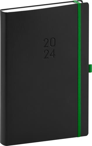 Denník Nox 2024, čierna / zelená, 15 × 21 cm