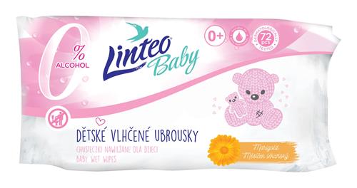 Dětské vlhčené ubrousky s měsíčkem lékařským Linteo Baby 72 ks Soft and cream