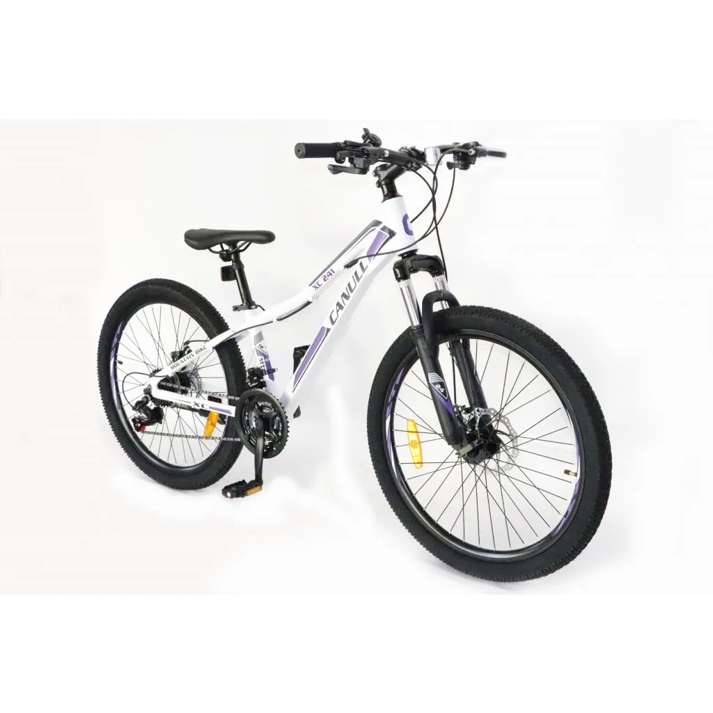 Detský bicykel CANULL XC 241 24" biely/fialový