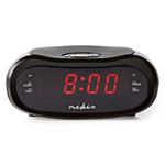 Digitálny budík NEDIS s rádiom/ LED displejom/ AM/ FM/ funkcia odloženia/ časovač vypnutia/ 2 alarmy/ čierny