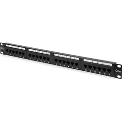 DIGITUS CAT 5e patch panel, nestíněný, 24 portů RJ45, 8P8C, LSA, 1U, do stojanu, černý, 482x44x109