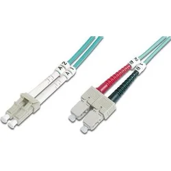 DIGITUS Fiber Optic Patch Cord, LC/SC Multimode 50/125 µ, OM3, Duplex, 2m