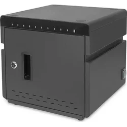 DIGITUS Skrinka na nabíjací stôl, 10 nabíjacích podstavcov pre tablety, čierna 345 x 360 x 370 mm, vrátane. USB, ventilátor
