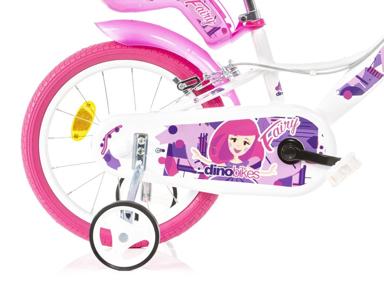 Dino bikes 166 RSN FAIRY Bílá, růžový potisk 16"