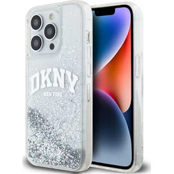 DKNY Liquid Glitter Arch Logo Zadný kryt pre iPhone 13 Pro Transparent