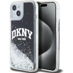 DKNY Liquid Glitter Arch Logo Zadný kryt pre iPhone 14 Black