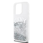 DKNY Liquid Glitter Arch Logo Zadný kryt pre iPhone 15 Pro Transparent