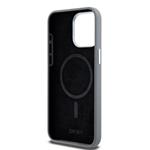 DKNY Liquid Silicone Silver Metal Logo Magsafe zadný kryt pre iPhone 15 Pro Max Grey