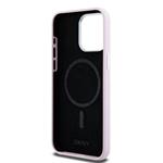 DKNY Liquid Silicone Silver Metal Logo Magsafe zadný kryt pre iPhone 15 Pro Max Pink