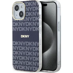DKNY PC/TPU opakovaný vzor Tonal Stripe Magsafe zadný kryt pre iPhone 15 Blue