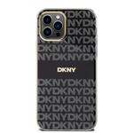 DKNY PC/TPU opakujúci sa vzor Tonal Stripe Magsafe zadný kryt pre iPhone 12/12 Pro Black