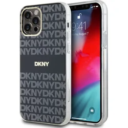 DKNY PC/TPU opakujúci sa vzor Tonal Stripe Magsafe zadný kryt pre iPhone 12/12 Pro Black