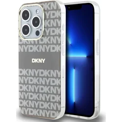 DKNY PC/TPU opakujúci sa vzor Tonal Stripe Magsafe zadný kryt pre iPhone 13 Pro Max Beige