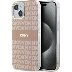 DKNY PC/TPU opakujúci sa vzor Tonal Stripe Magsafe zadný kryt pre iPhone 14 ružový