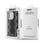 DKNY PU kožený károvaný zadný kryt so vzorom Magsafe pre iPhone 15 Pro Black