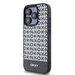 DKNY PU kožený zadný kryt MagSafe s opakovaným vzorom pre iPhone 14 Pro Max Black