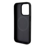 DKNY PU kožený zadný kryt MagSafe s opakovaným vzorom pre iPhone 14 Pro Max Black