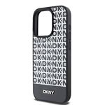 DKNY PU kožený zadný kryt MagSafe s opakovaným vzorom pre iPhone 15 Pro Max Black