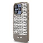 DKNY PU kožený zadný kryt MagSafe s opakujúcim sa vzorom na spodnej strane pre iPhone 15 Pro Brown