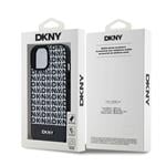 DKNY PU kožený zadný kryt MagSafe s opakujúcim sa vzorom pre iPhone 15 Black