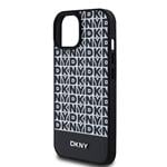 DKNY PU kožený zadný kryt MagSafe s opakujúcim sa vzorom pre iPhone 15 Black